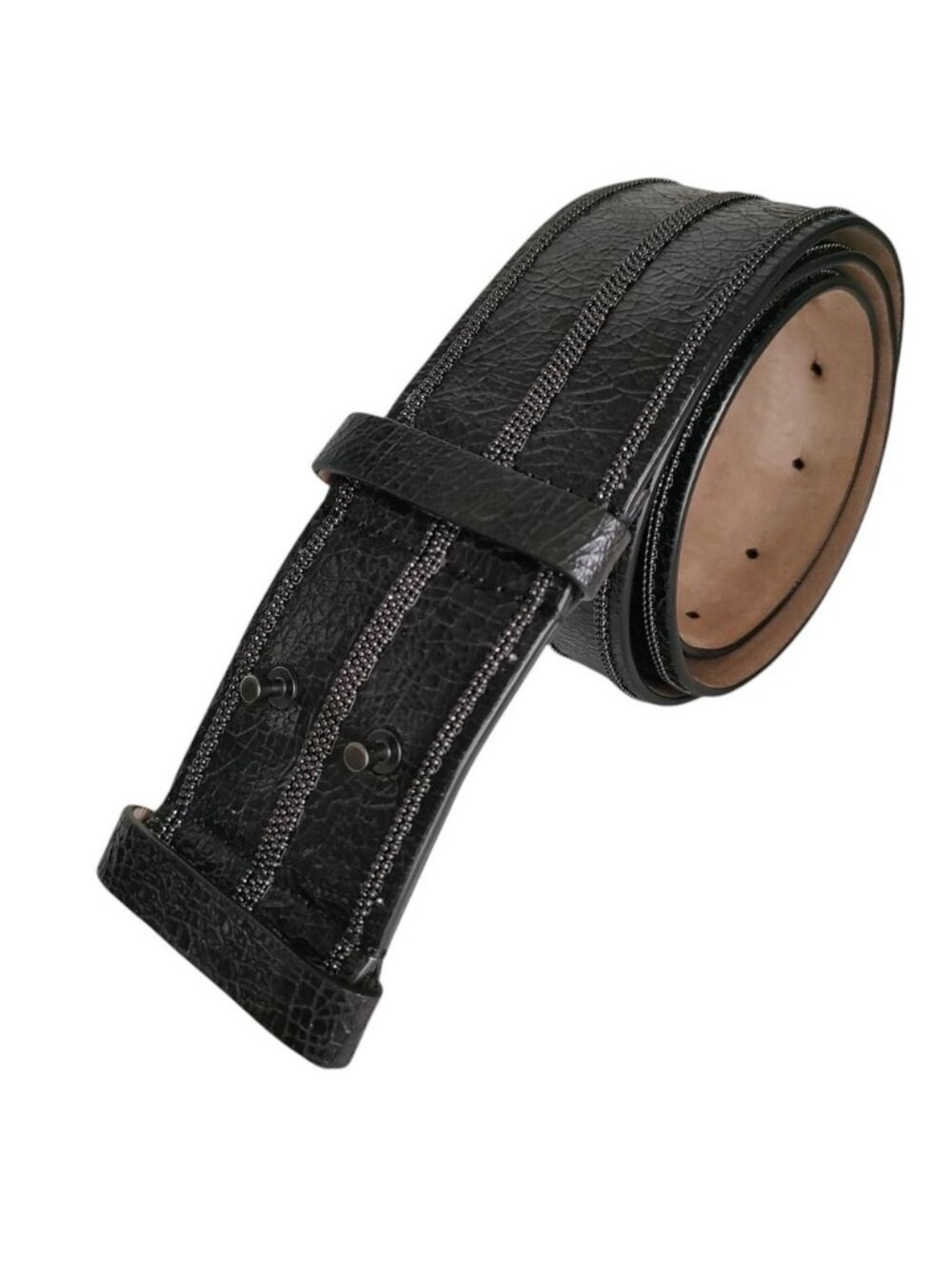 Brunello Cucinelli Monile Leather Belt Black